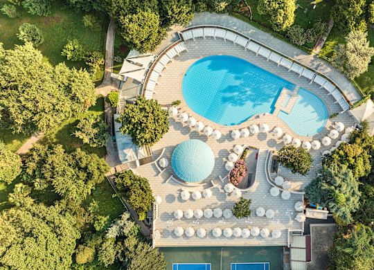 arial view of the outdoor pool