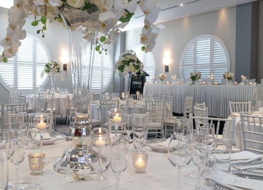 View of Table Setting in Meeting Room