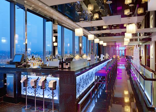 Hilton Prague Sky Bar at night