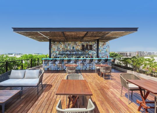La terraza bar and seating at daytime
