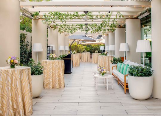 Patio area with tables and chairs