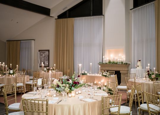 table and chairs with flowers set up