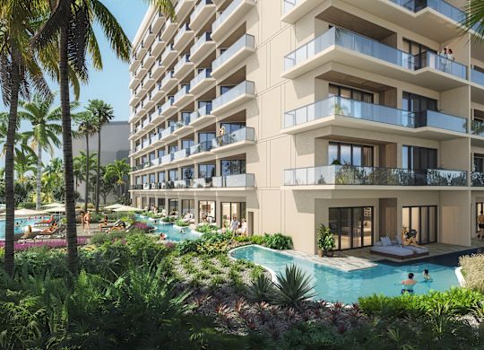 Render of the new Westerly Tower with swim-up pools and balconies