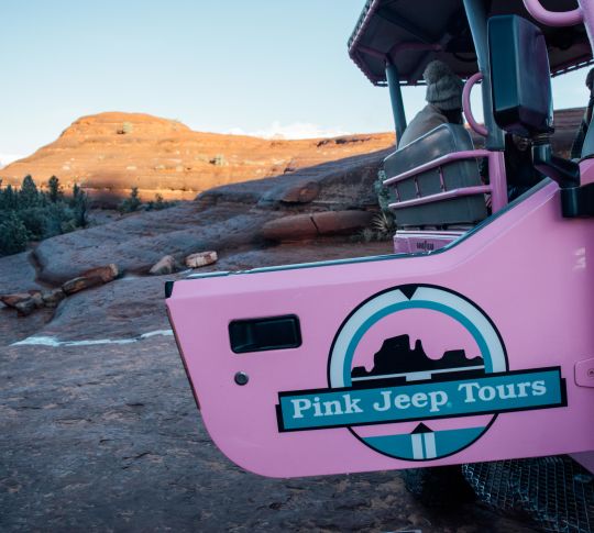 Pink Adventure Group Logo on Jeep Door