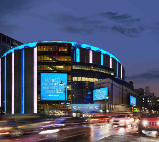 Madison Square Garden on a Busy Street