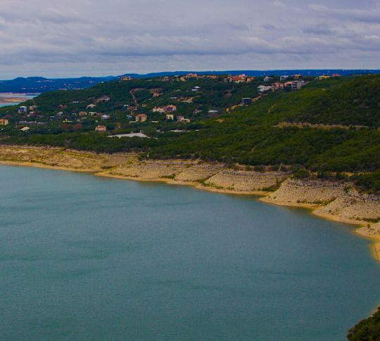 Lake Travis, a large reservoir on the Colorado River in central Texas, near Austin
