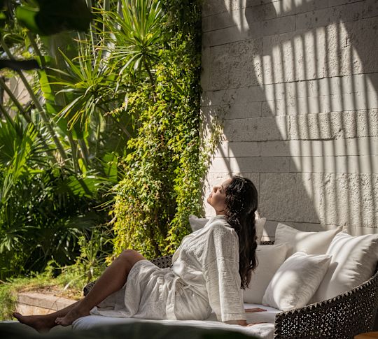 Woman basking in sun