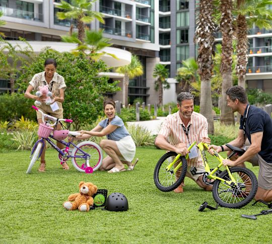 Build A Bike Activity on the Lyonia Lawn Outdoors-transition