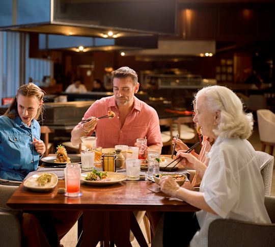 A family dining at Noriku Restaurant