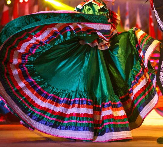 Group in Mexican costumes dancing