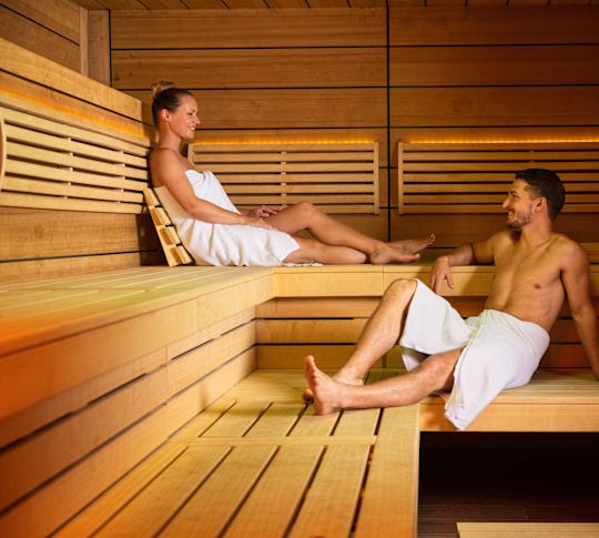 A couple in Spa Sauna