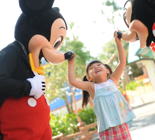 Little Girl with Mickey Mouse & Minnie Mouse
