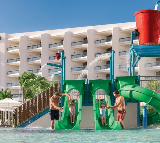 Parents with children in a waterpark