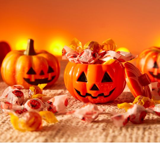 Pumpkins Decorated with Halloween