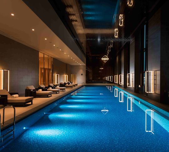 Indoor Pool at Night