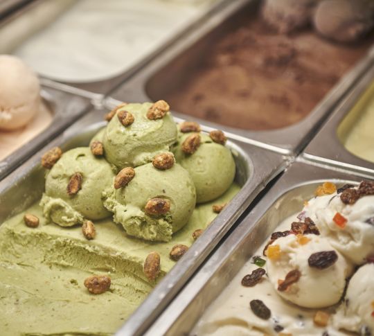 Closeup of pistachio gelato