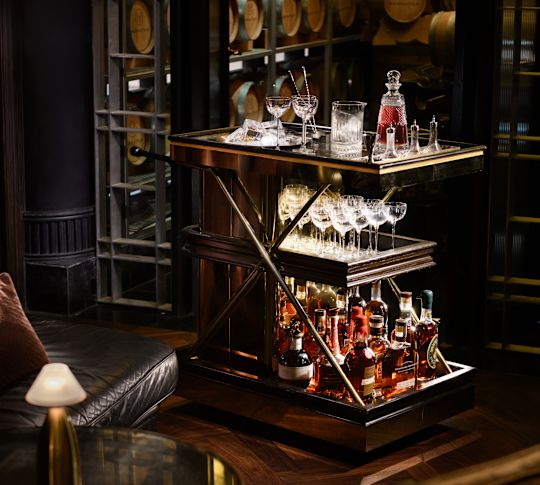 Manhattan bar with drinks trolley