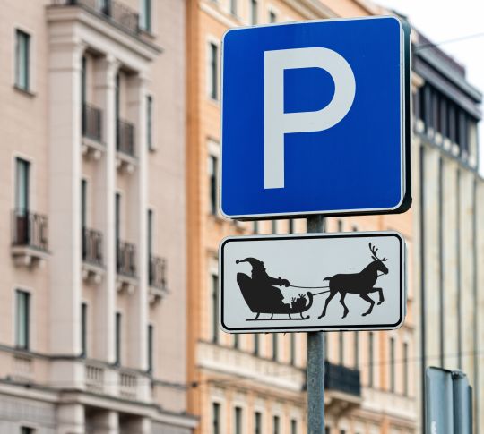 Parking sign with Santa Sleigh Picture