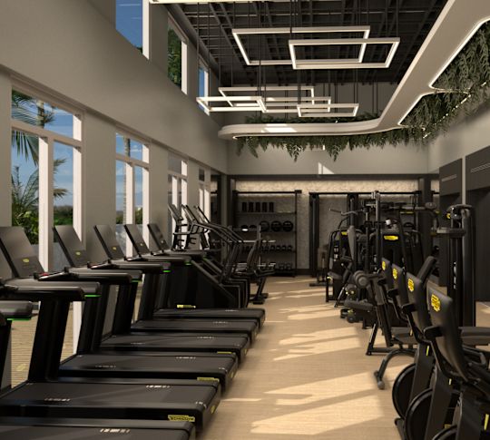Fitness Center with Treadmills and Bikes