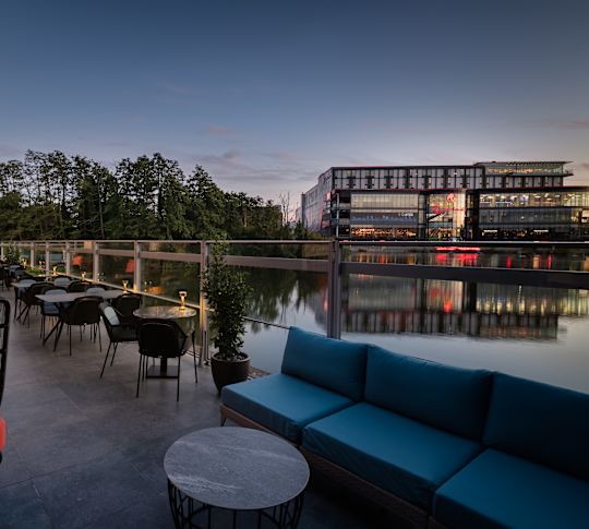 Terrace with Dining and Sitting Area at Brightsmith on the Water