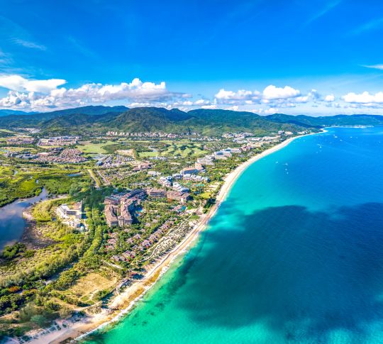 Yalong Bay National Coast Landscape, Sanya, Hainan Province, China, a Tropical Tourism Paradise in Southeast Asia. Aerial View