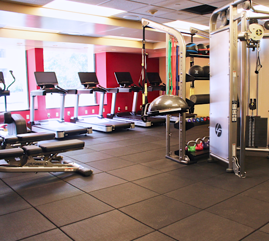 Fitness Center with Treadmill, Weights and other Modern Exercise Equipment