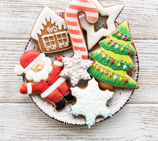 A Plate with Cookies Decorated for the Holiday