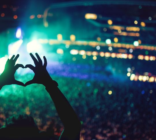 foule à un spectacle avec le cœur
