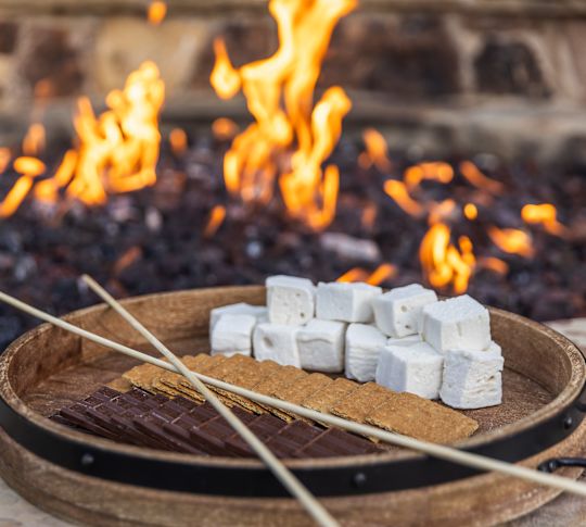 smores plate, fire feature