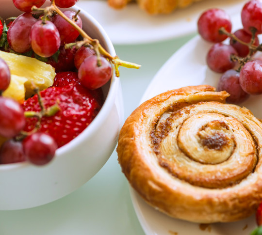 Continental Breakfast with pastries and fruit