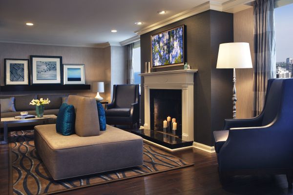 Governors Suite Living Area with Sofa and Fireplace