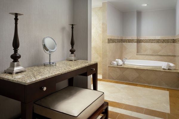 Suite Bathroom Vanity With Spa Tub