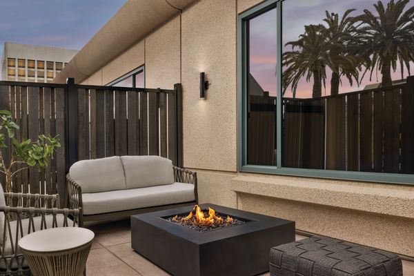 Outdoor fire pit with chair