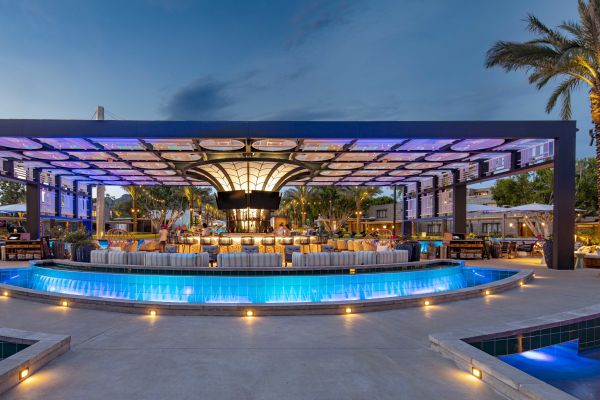 Pool bar, with lights