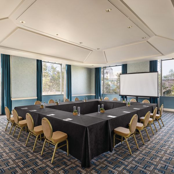 meeting room with square table setup