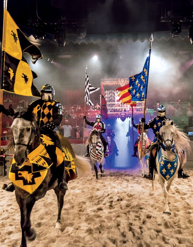 Midievil Times, knights riding horses carrying flags