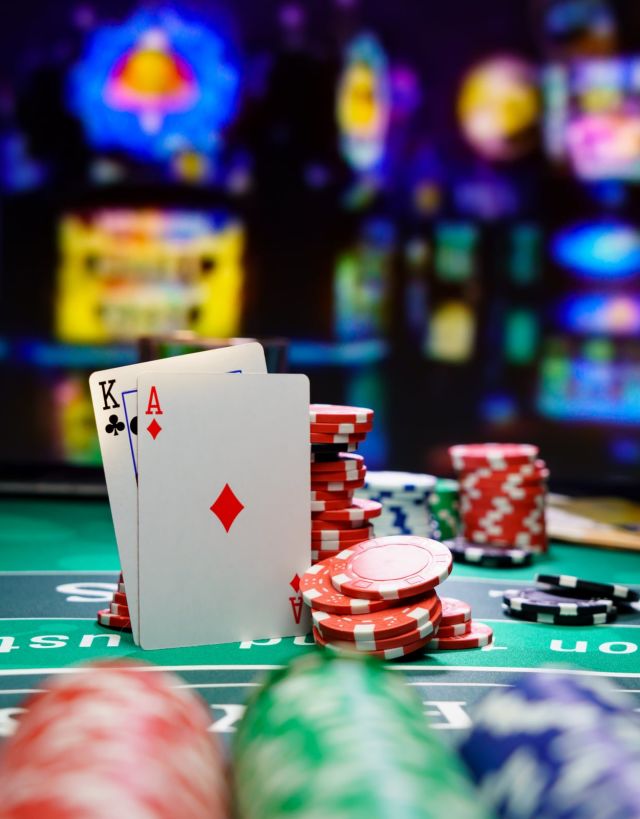 Closeup of a Casino Black Jack table