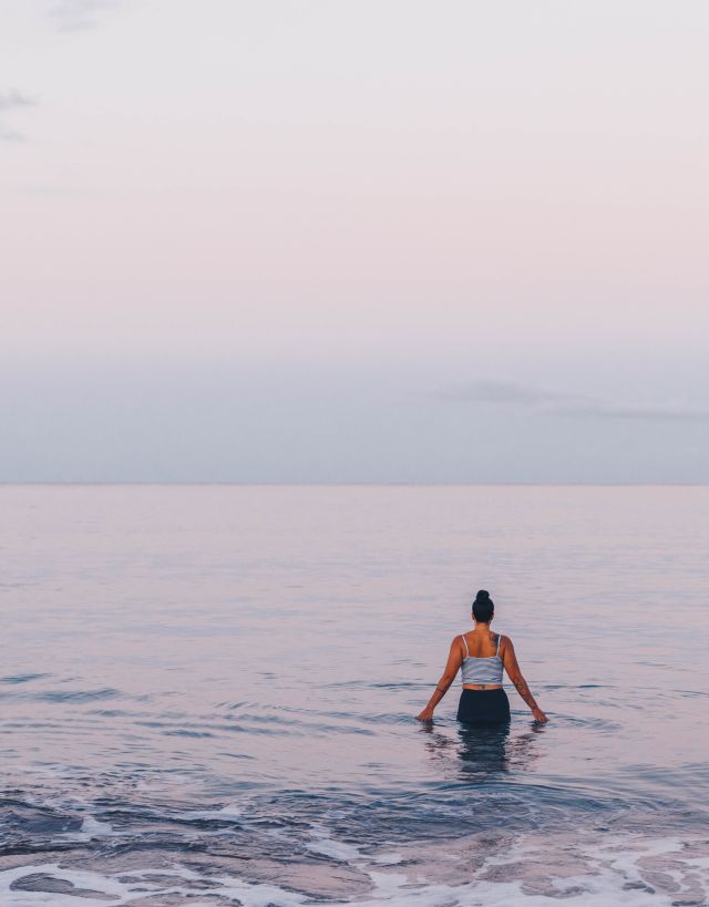 Lady Swimming In Ocean