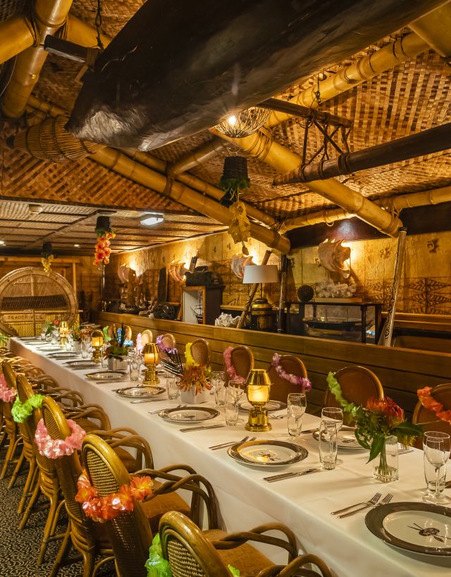 View of Trader Vic's large dining table