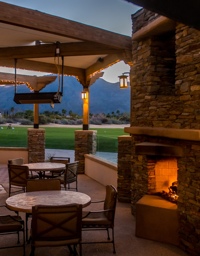 Outdoor Patio Area with seating and fire