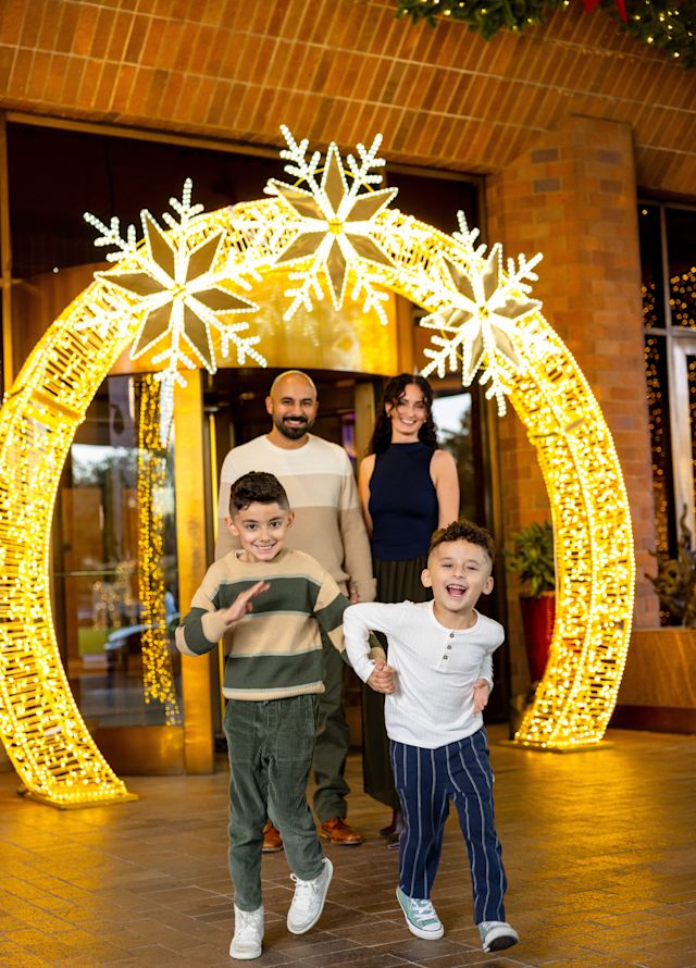 Family Having Fun at a Hotel during the Holidays