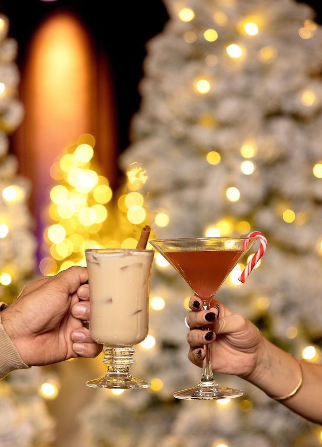 Hands Holding Drinks to Celebrate the Holidays