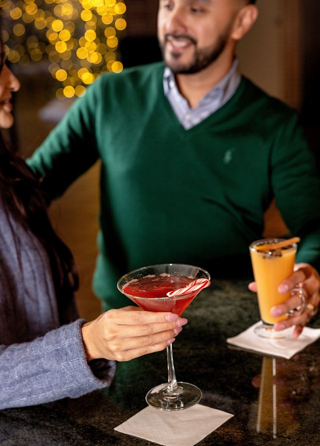 Couple Having Drinks at a Bar
