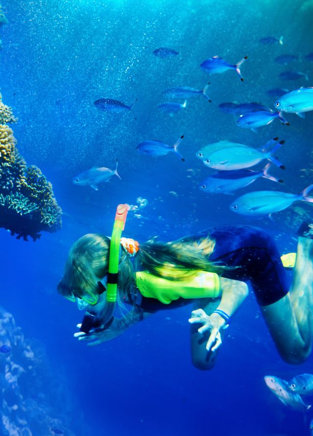 Woman underwater snorkelling