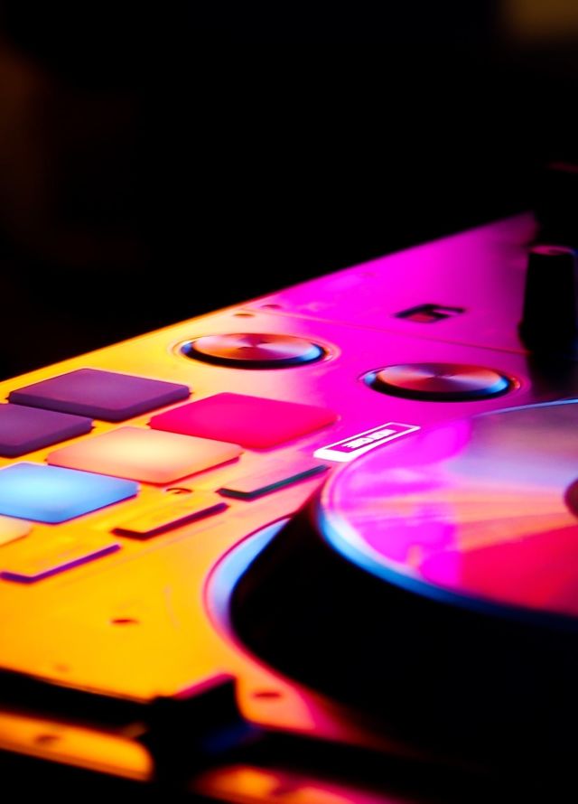 Closeup of music mixing desk