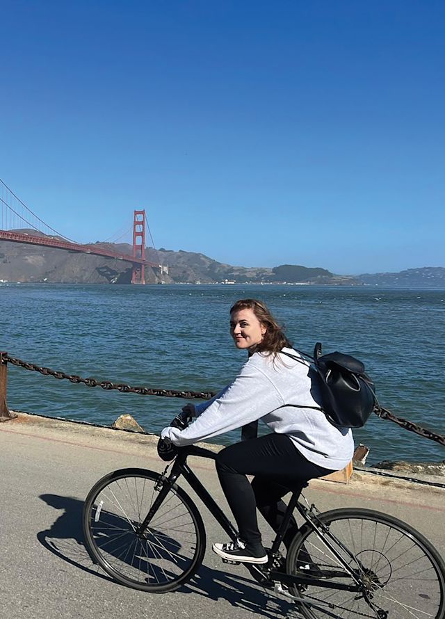 Two people on bikes