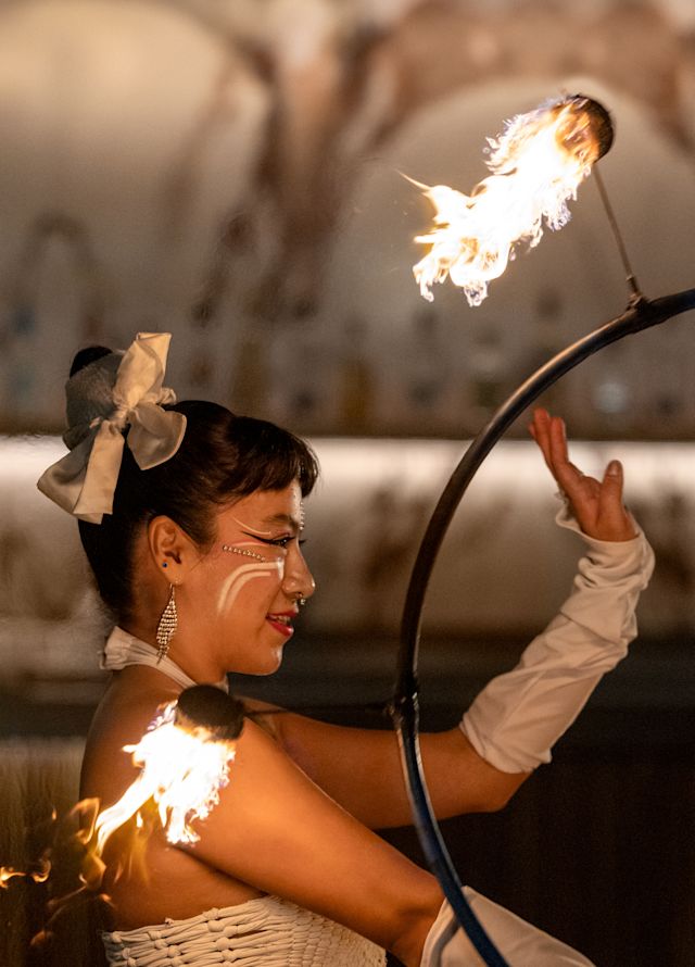 Woman in Fire Show at the Chala Sky Bar.