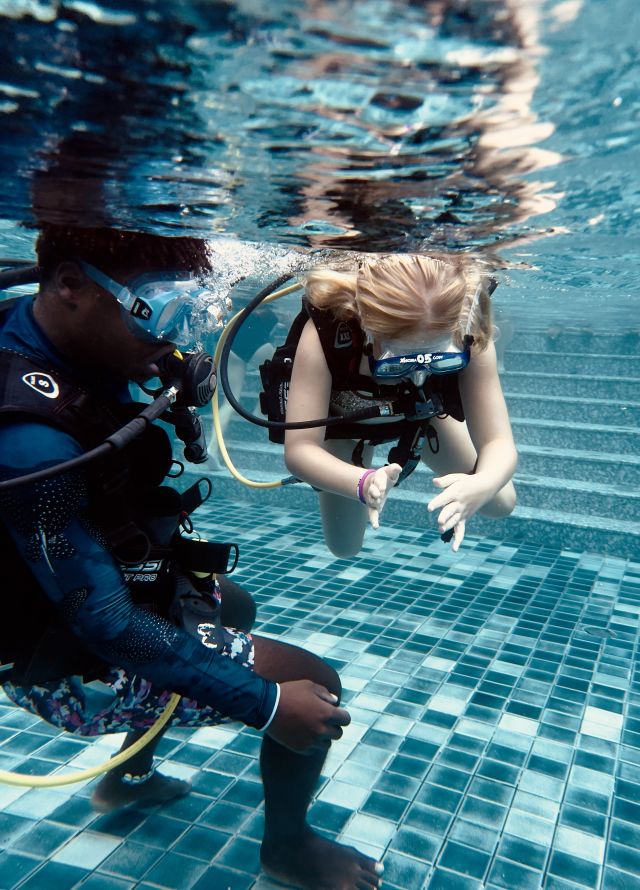 a couple snorkeling