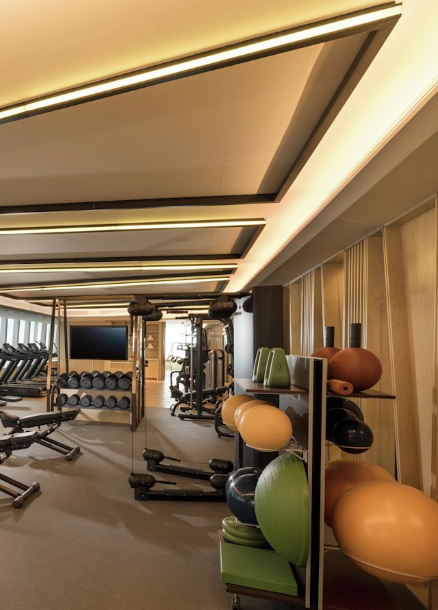 유산소 운동 기구 및 웨이트가 있는 피트니스 센터