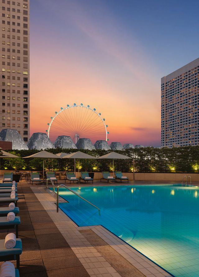 Pool Twilight night shot with Ferris wheel in background